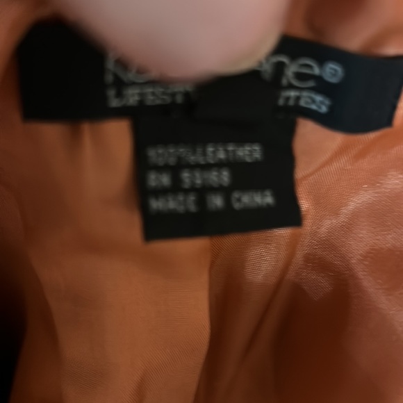 Vintage Karen Kane Light Orange Scalloped Trim Leather Jacket Smalk Petite - Picture 9 of 11